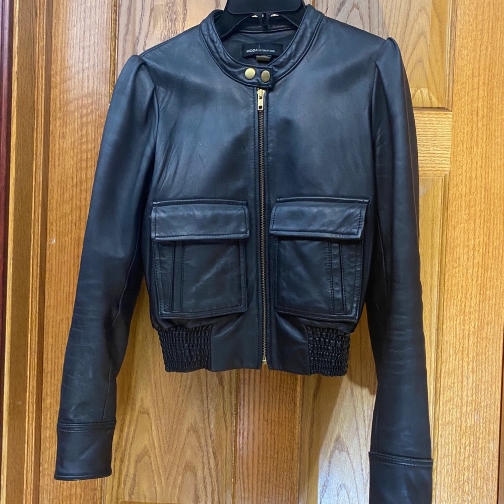 MODA International Faux Leather Zip Up Jacket